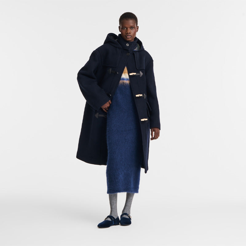 Damen Hochwertige Dufflecoat mit Kapuze und modernen Details WW