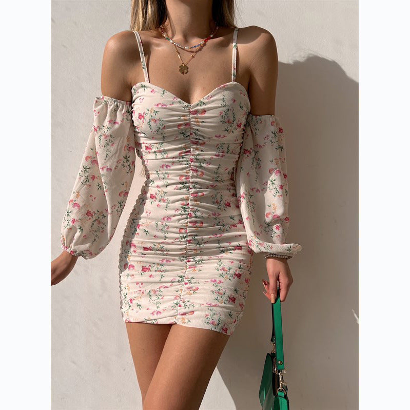 Damen Minikleid mit schulterfreiem Design und voluminösen Ärmeln WW