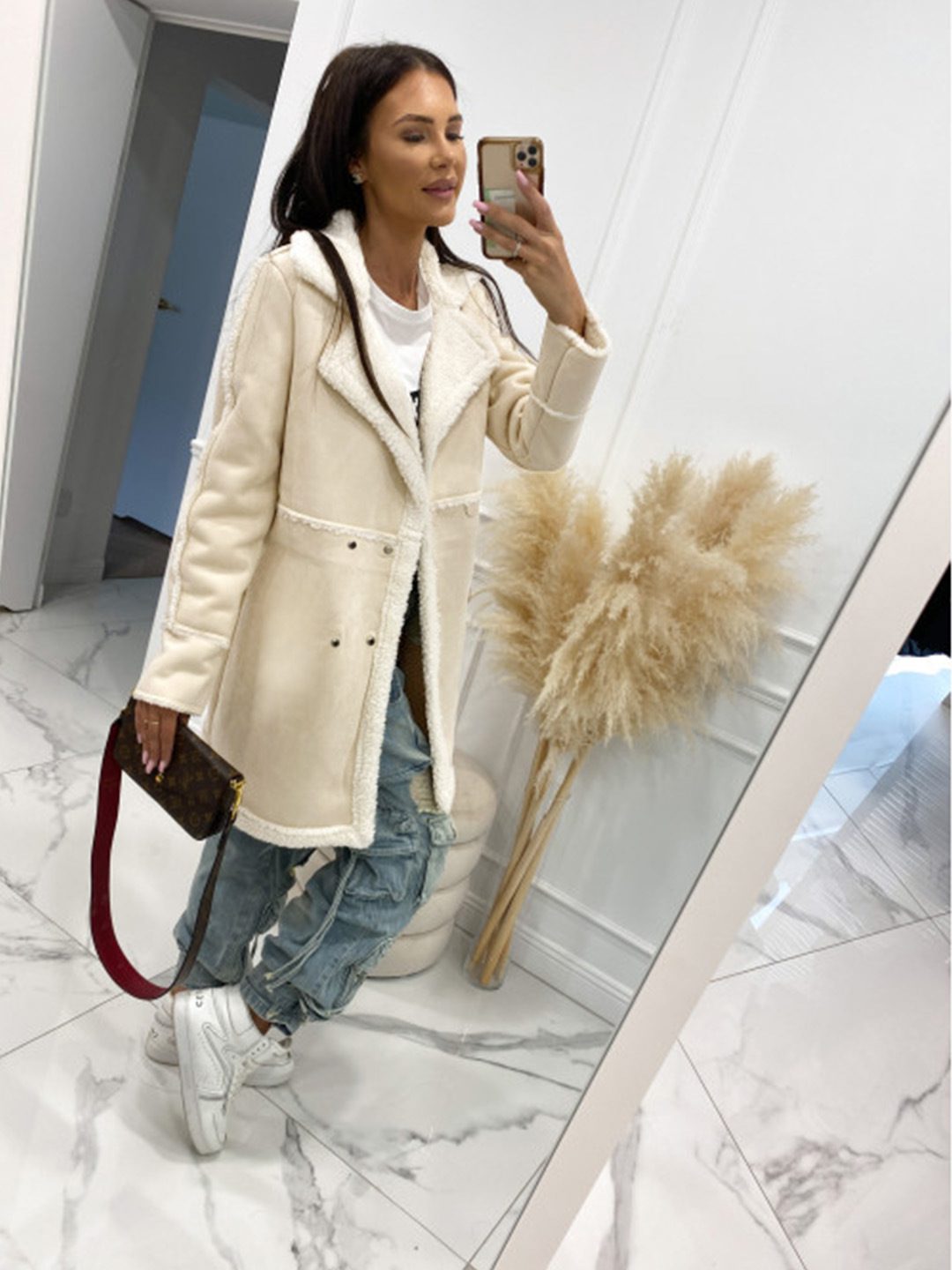 WW | gefütterte PU-Lederjacke - Gemütliche Wärme - Kunstleder WW | Besatz - Winterlich lässig schick