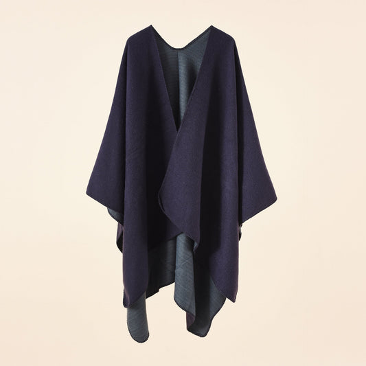 Women's knitted poncho with an asymmetrical cut and high thermal insulation