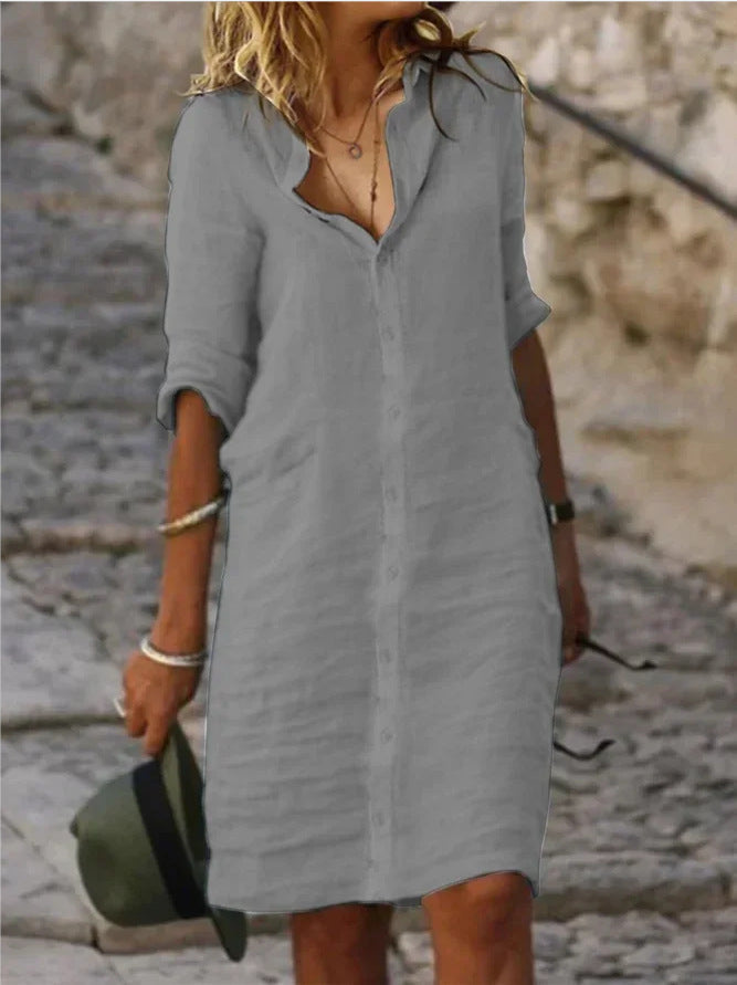 Damen lässiges Hemdkleid mit schicken Details WW