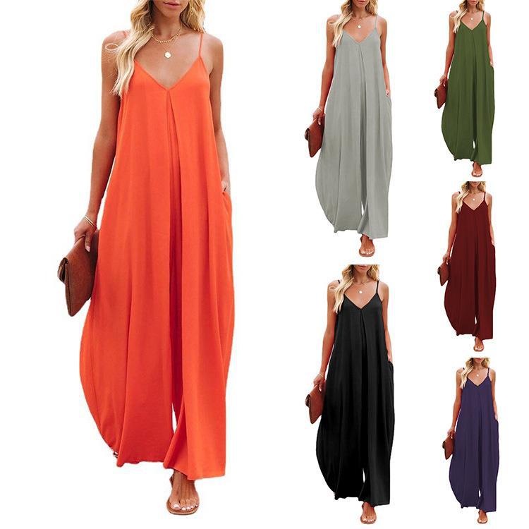 Damen Maxikleid mit schmalen Spagettiträgern und luftiger A-Linien-Silhouette WW