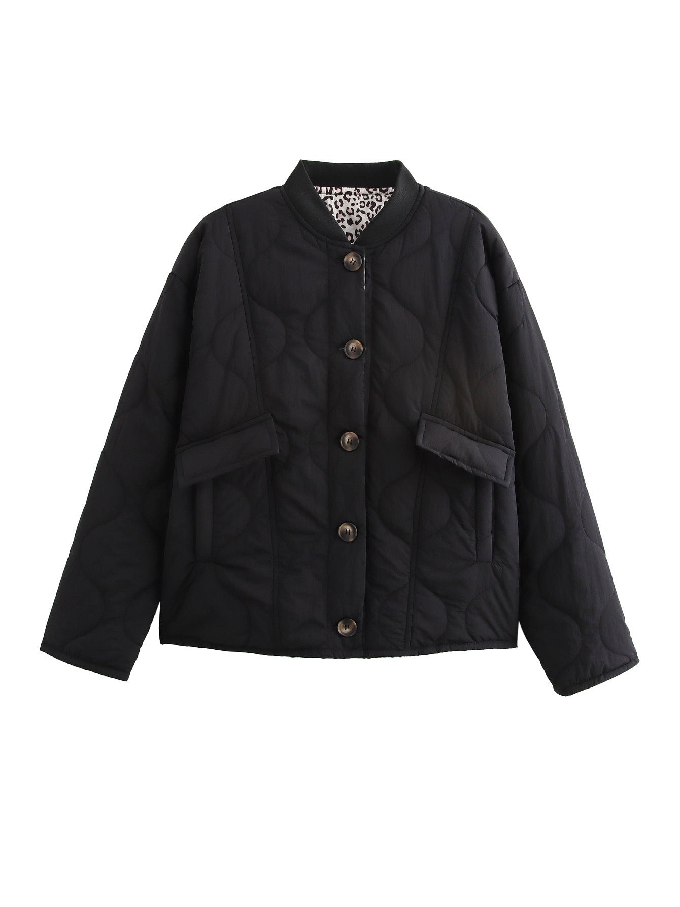 Women's quilted jacket in an elegant design with practical button fastening and side pockets WW