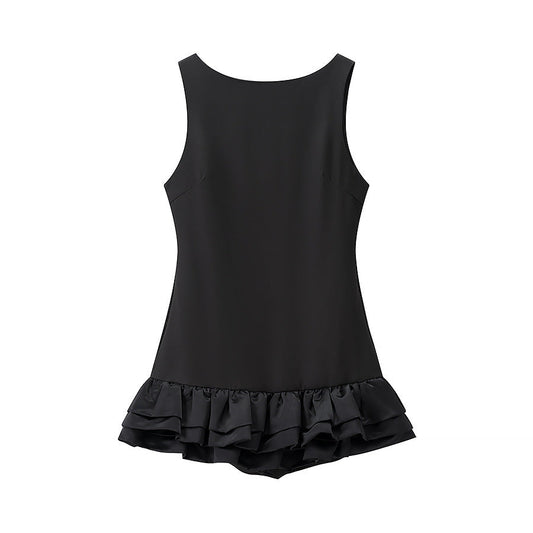 Damen Rüschen-Badeanzug mit dezentem U-Ausschnitt und schwingendem Saum WW