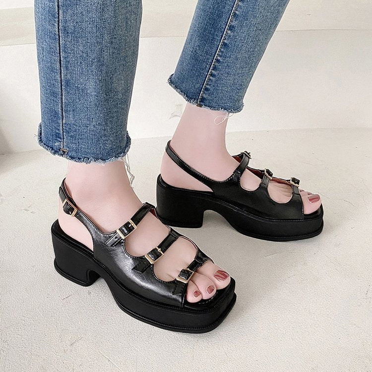 Women's Platform Sandals with Adjustable Straps and Fashionable Block Heel W&W