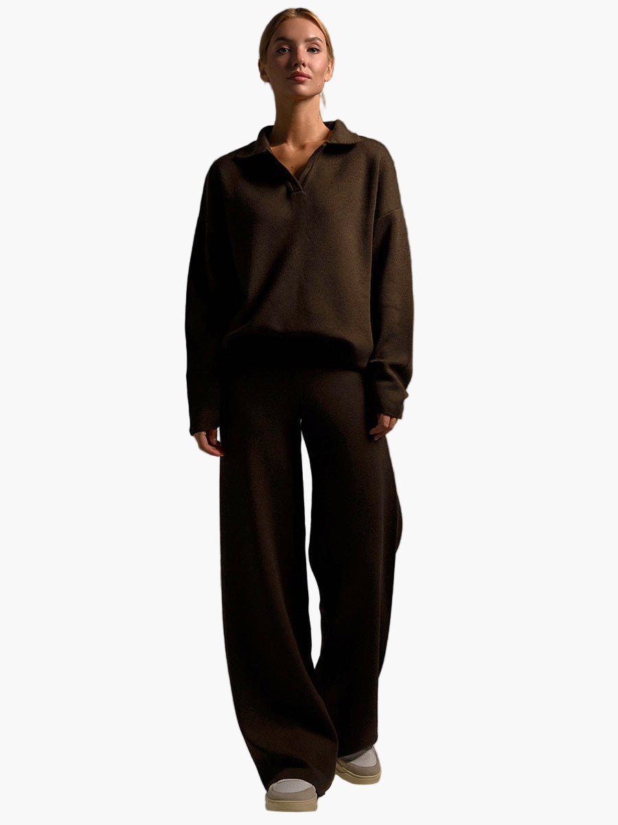 WW | Loungewear Set - Oversized Pullover mit Kragen und Weite Hose - Perfekt für Zuhause & Freizeit