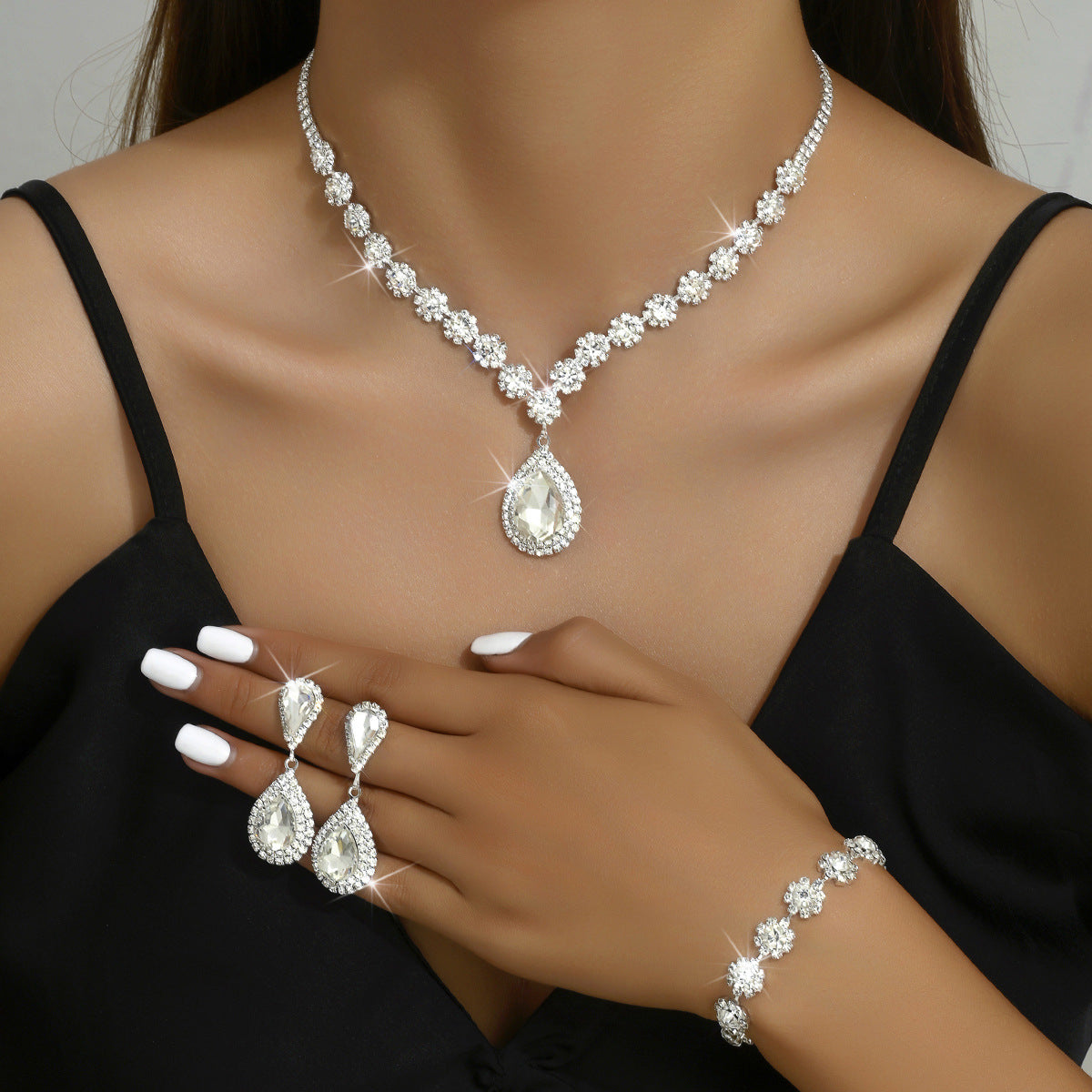 WW - Galvanized Rhinestone Jewelry Set