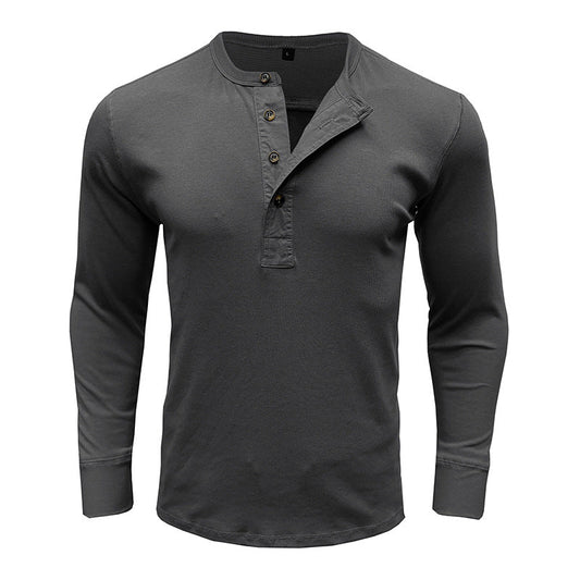 WW | Long Sleeve Regular Fit Cotton Blend Henley Neck Casual Style