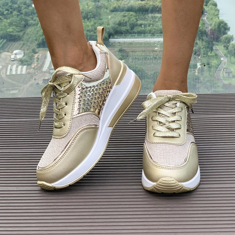 Damen Sneakers mit modischem Metallic-Akzent und atmungsaktiver Dämpfung W&W