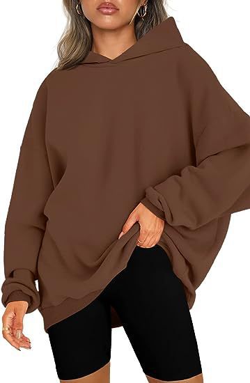 Damen oversized Kapuzenpullover mit seitlichen Schlitzen WW