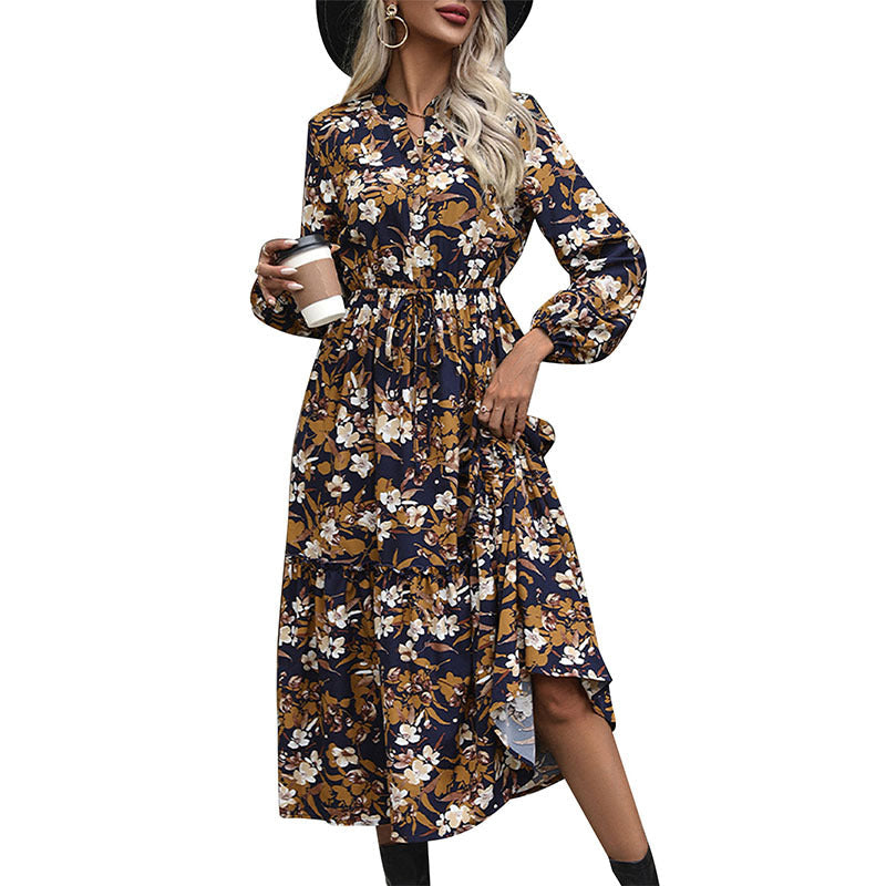 Damen Midikleid mit floralem Design und eleganter Taillierung WW