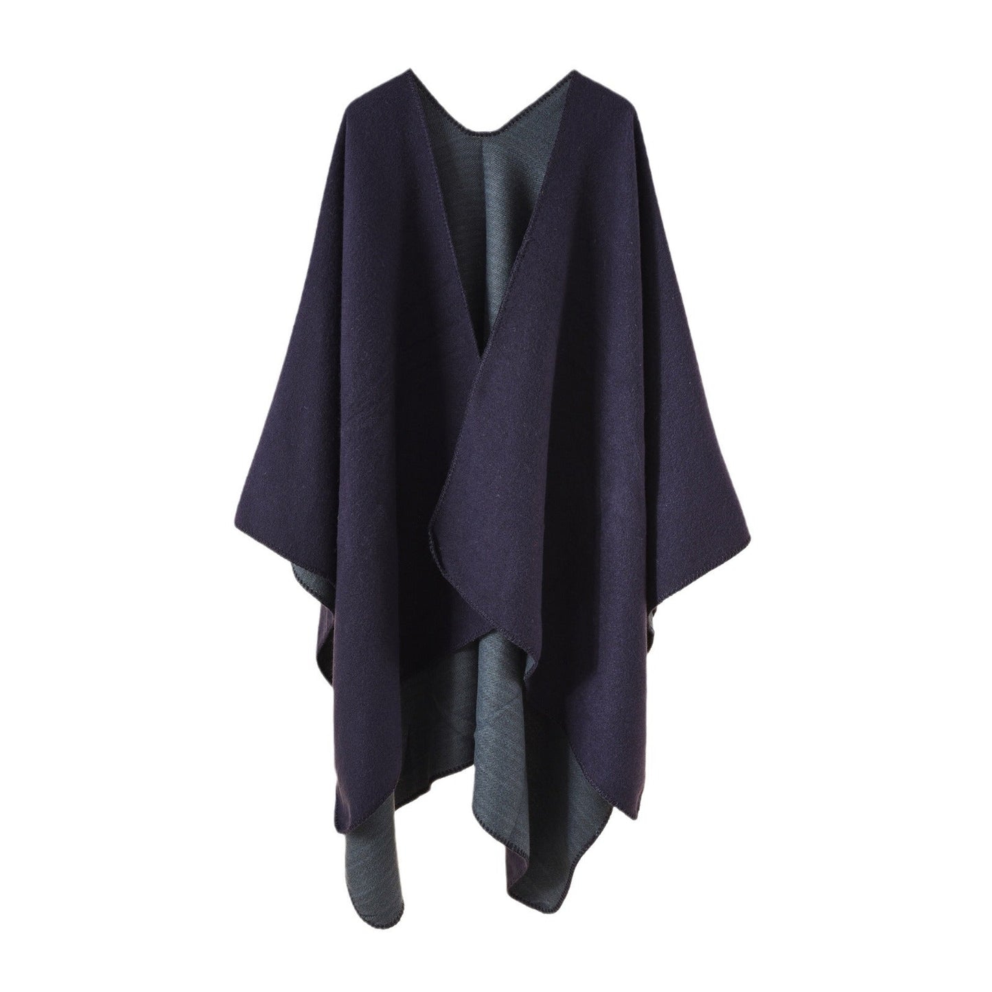 Women's knitted poncho with an asymmetrical cut and high thermal insulation