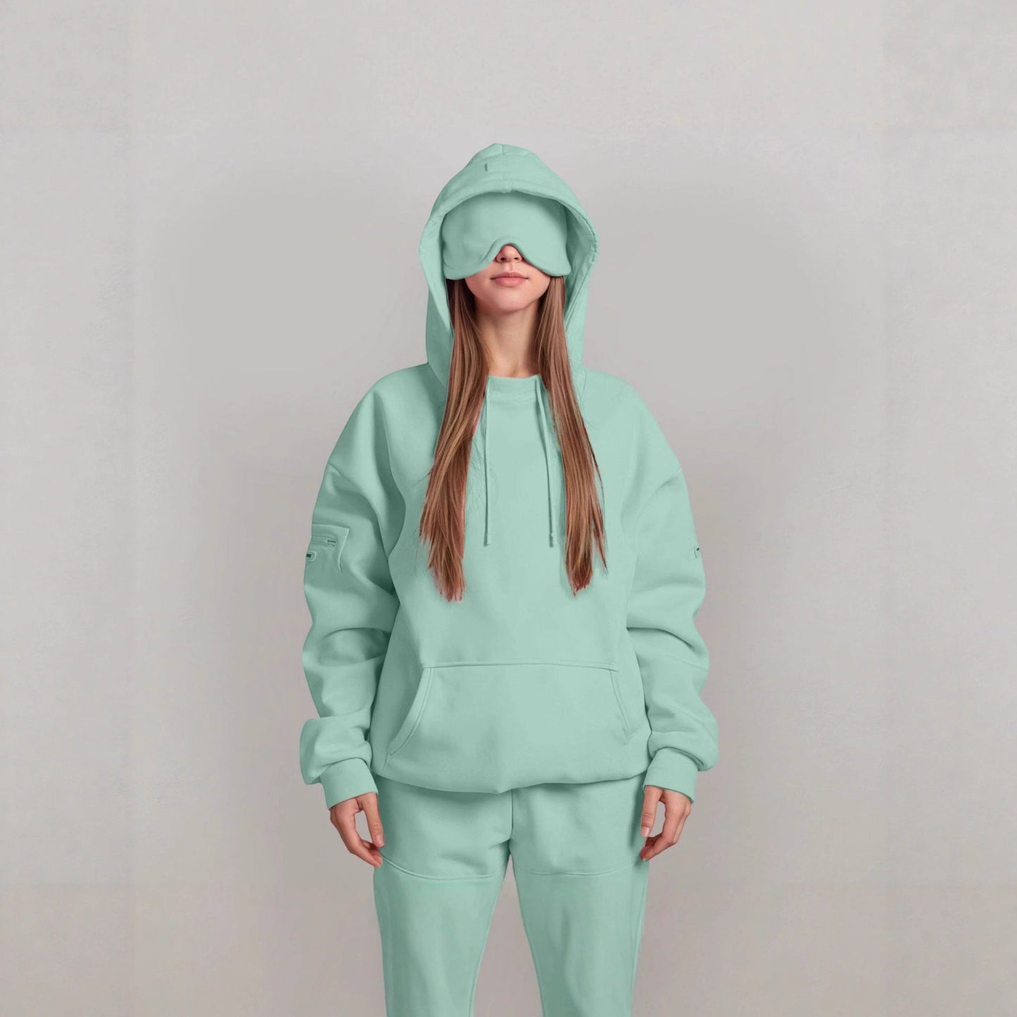 Women's Cuddly Oversized Hoodie with Integrated Eye Mask WW