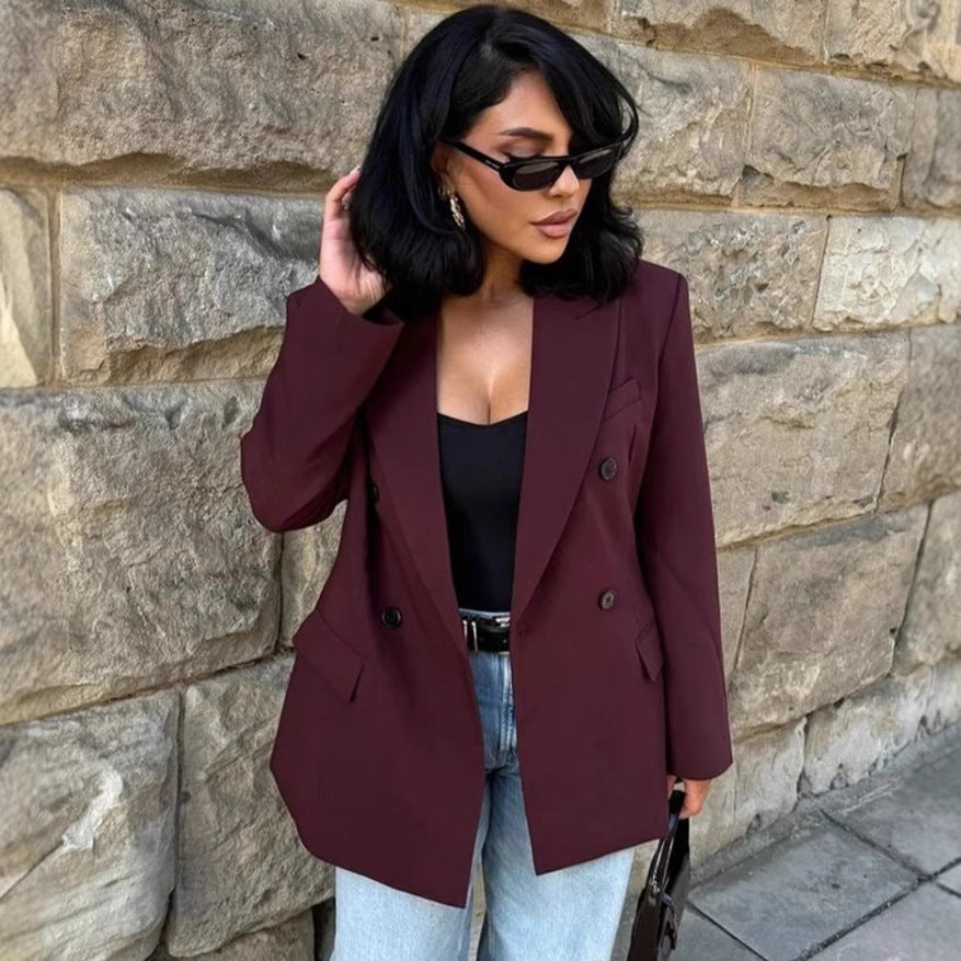 Damen Doppelt geöffneter Blazer mit elegantem Schnitt und feinen Details WW