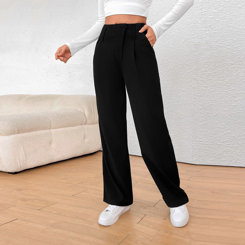 Damen weite Anzughose mit eleganter Faltenlegung und hohen Taschen WW