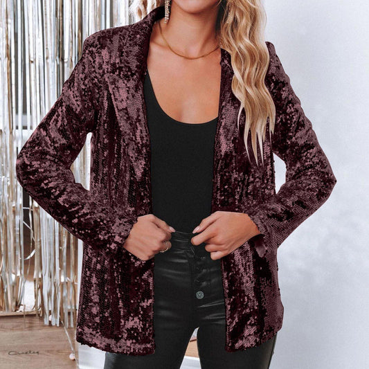 Women's elegant sequin blazer with a shimmering finish WW