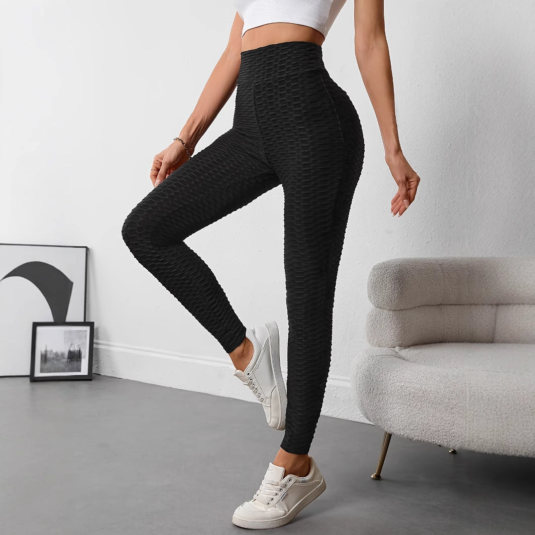 Damen Hochtaillierte Sportleggings mit strukturierter Oberfläche W&W