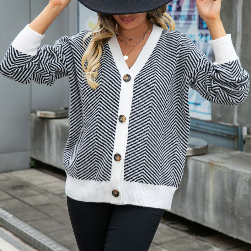 WW | Gestreifte Strickjacke mit Stilvollem Design