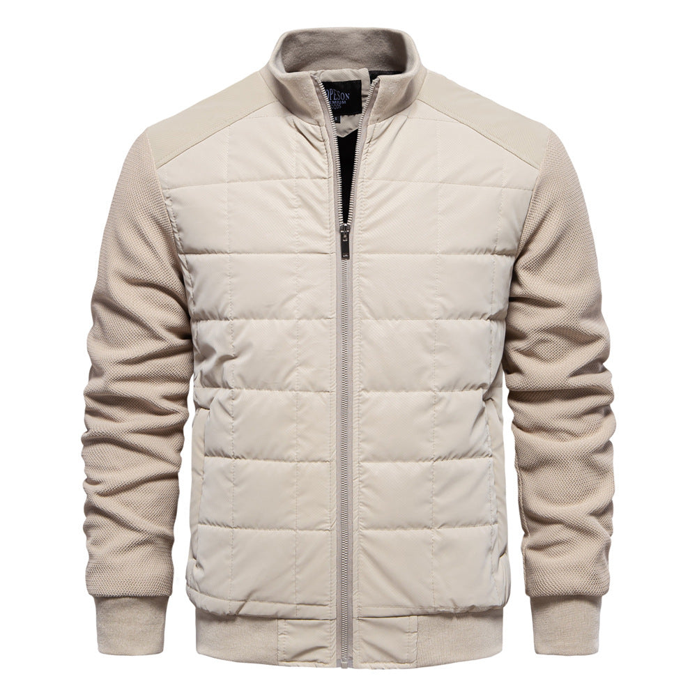 WW | Men's Winter Quilted Jacket With Ribbed Cuffs And Zipper Closure