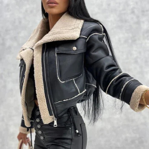 WW |  Biker Lederjacke mit Fell für Frauen - Perfekt für WW |  Days