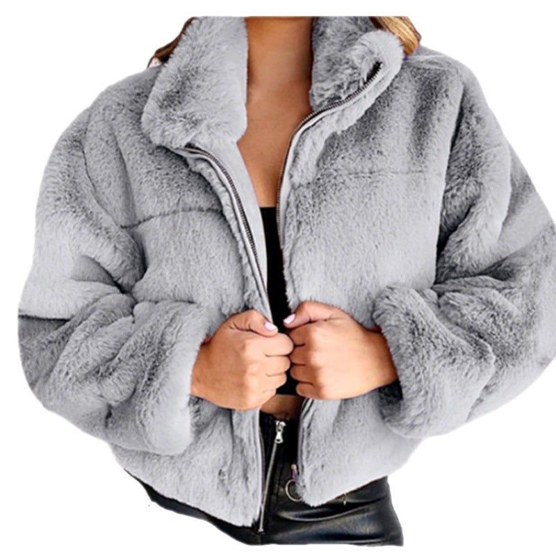 WW | Damen Oversized Mittelgroße Jacke Kunstfell