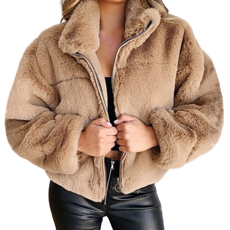 WW | Damen Oversized Mittelgroße Jacke Kunstfell