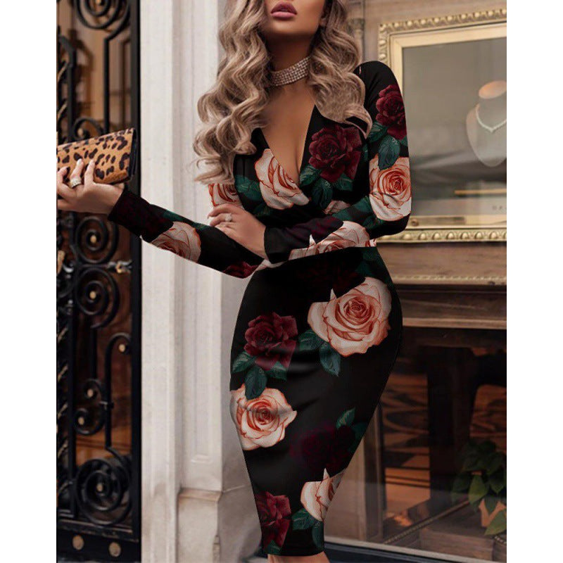 Damen figurbetontes Wickelkleid mit Karo-Muster und tiefem V-Ausschnitt WW