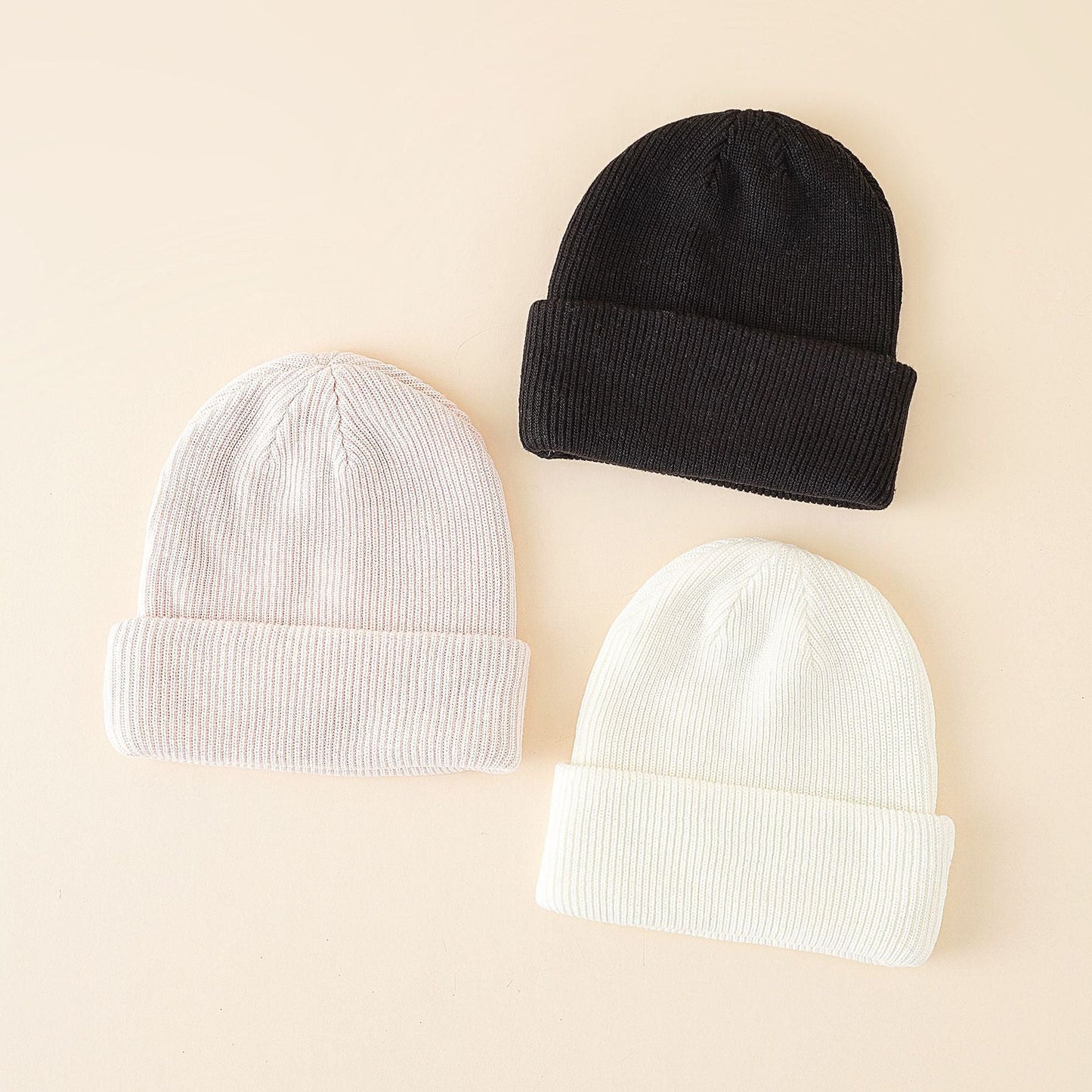 Damen Beanie-Mütze aus hochwertiger, weicher Baumwolle mit breitem Umschlag WW