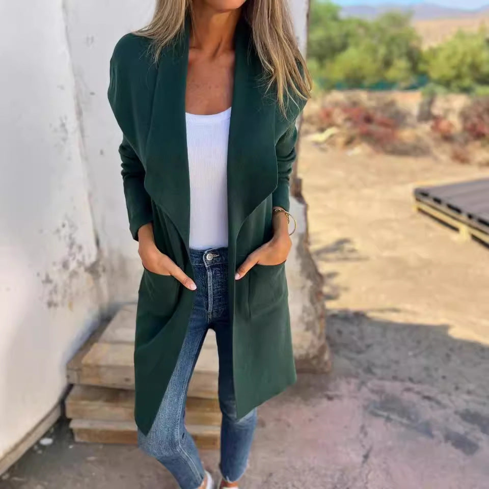 Women's casual long jacket with modern cut and elegant details WW