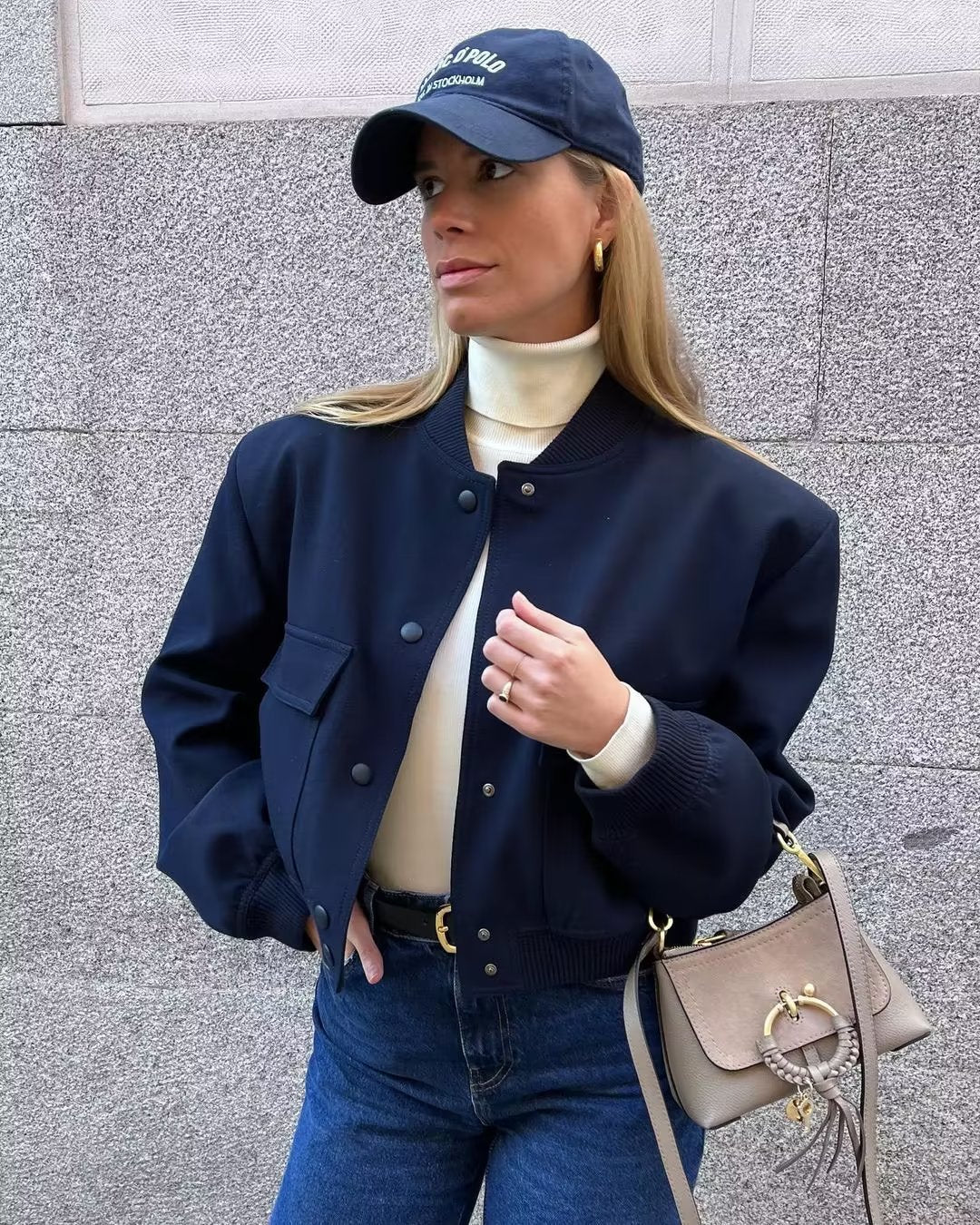 WW | Bomberjacke - Minimalistisches Design - Leichte Schicht - Streetwear-Essential