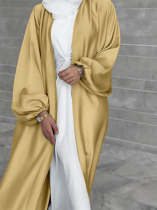 WW | Kimono Jacke Seidiges Gefühl Übergröße Passform Offene Vorderseite Lange Ärmel