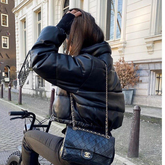 WW | Leder Pufferjacke - Kurz & Isoliert - Stylisch & Warm - Herbst & Winter Oberbekleidung