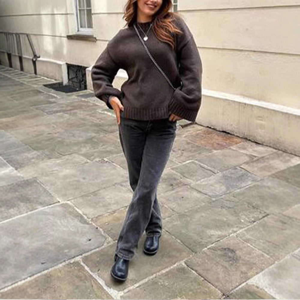 Damen Oversized Pullover aus weicher Strickware WW
