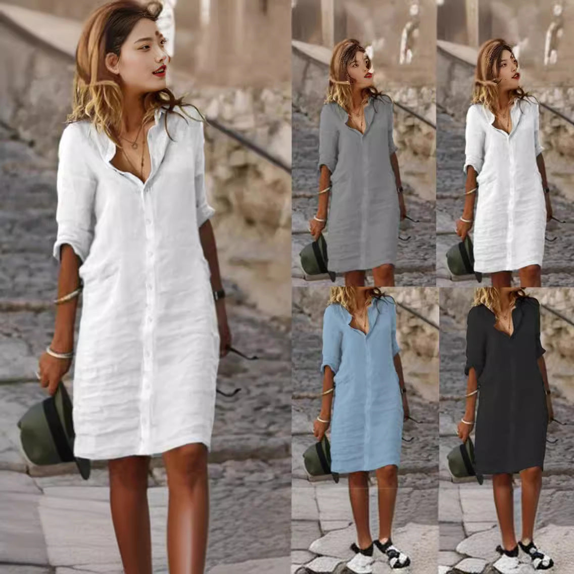 Damen lässiges Hemdkleid mit schicken Details WW
