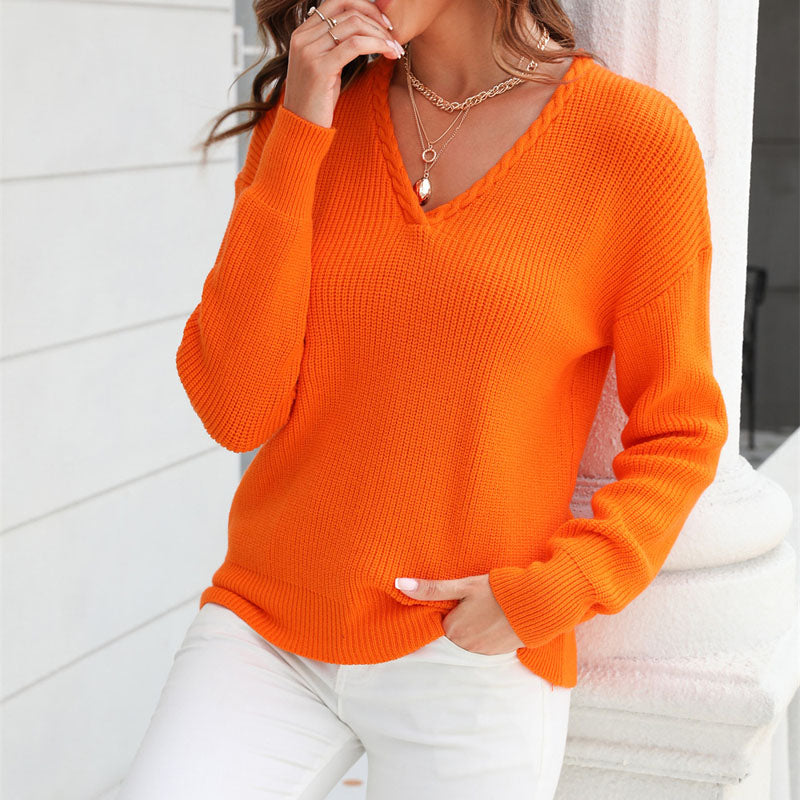 WW | Modischer Pullover Aus Einfarbigem Strickstoff