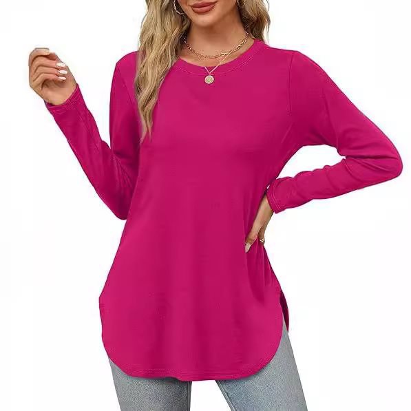 Damen Longsleeve Oberteil mit Pflanzenmuster und asymmetrischem Saum WW