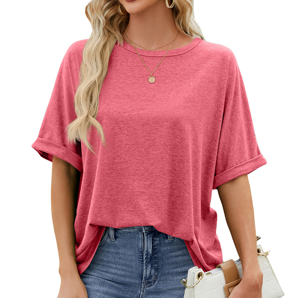 WW | Solid Color Short Sleeve Casual Loose T-Shirt