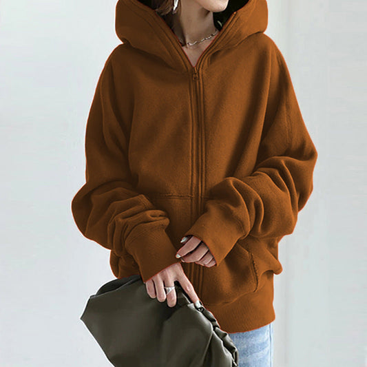 WW | Loose jacket with hood and zipper