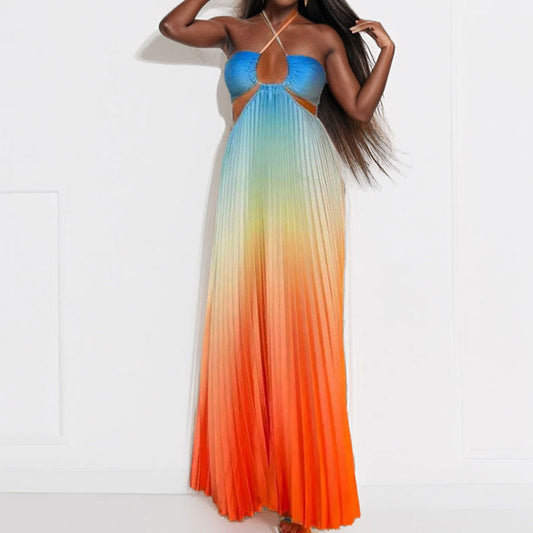 Women's Maxi Dress with Cut-Out Details and Pleats WW