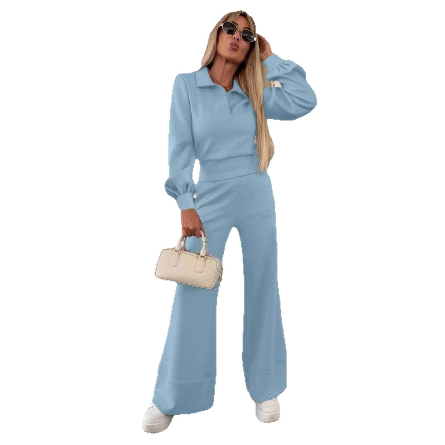 Damen Stylish und lässiger Jumpsuit mit weitem Bein und eleganten Ärmeln WW
