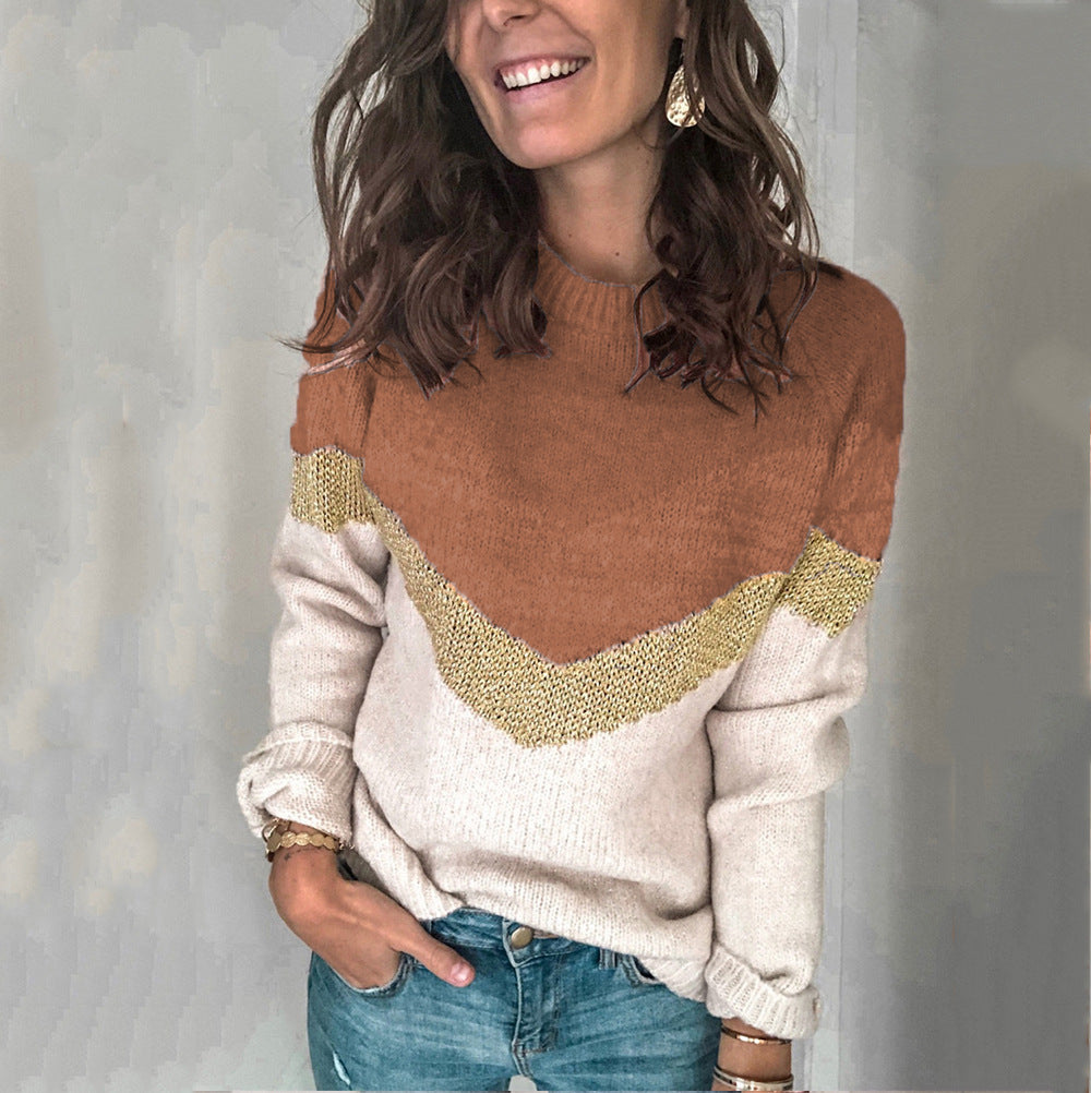 Women's patterned sweater with graphic knit design