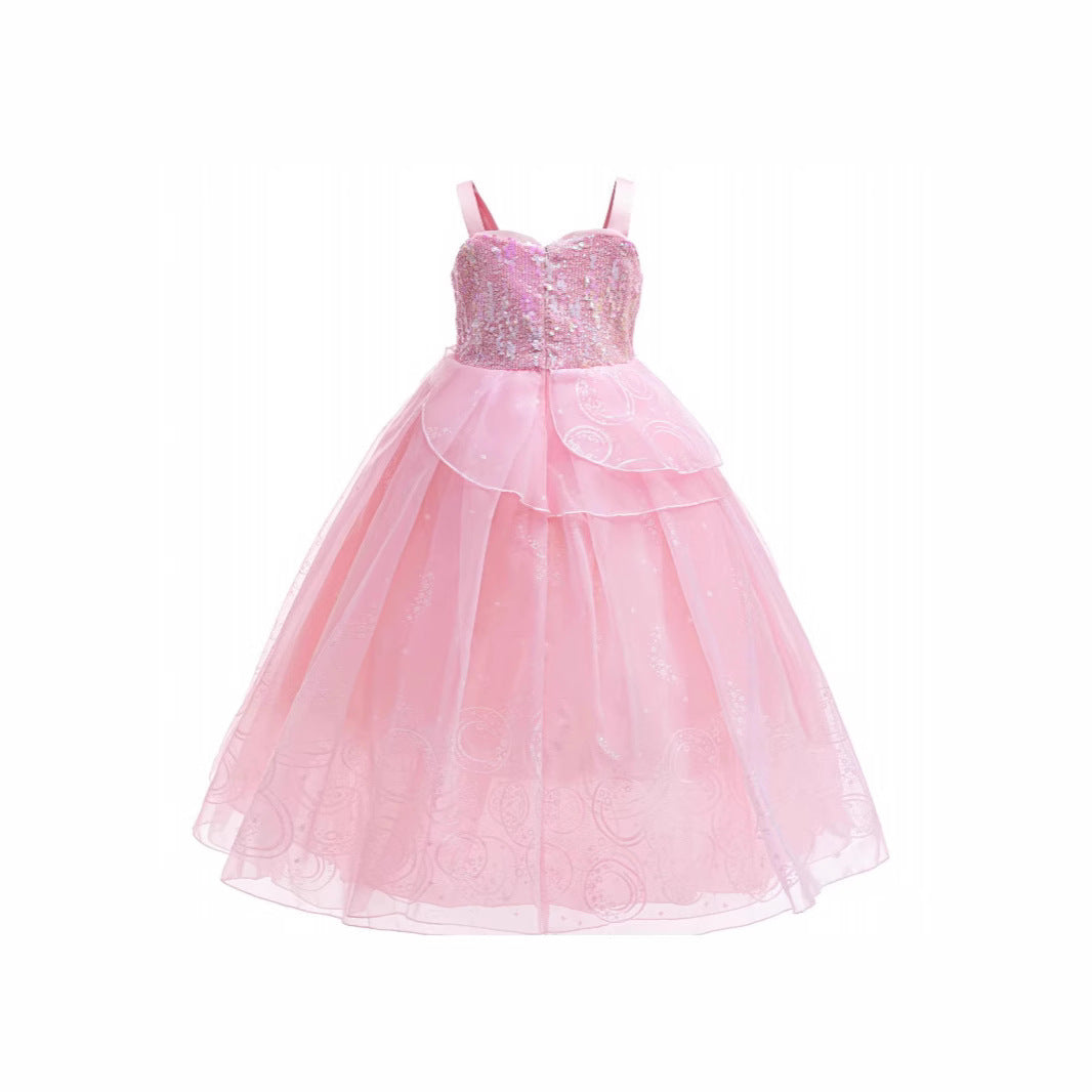 Glinda Cosplay Kleid – Rosa Prinzessinnenballkleid für Mädchen (Hochzeit, Bühne) WW