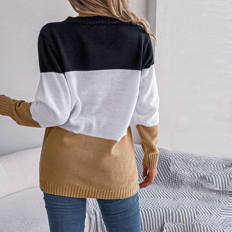 WW | Farbblock Strickjacke mit Modernem Muster