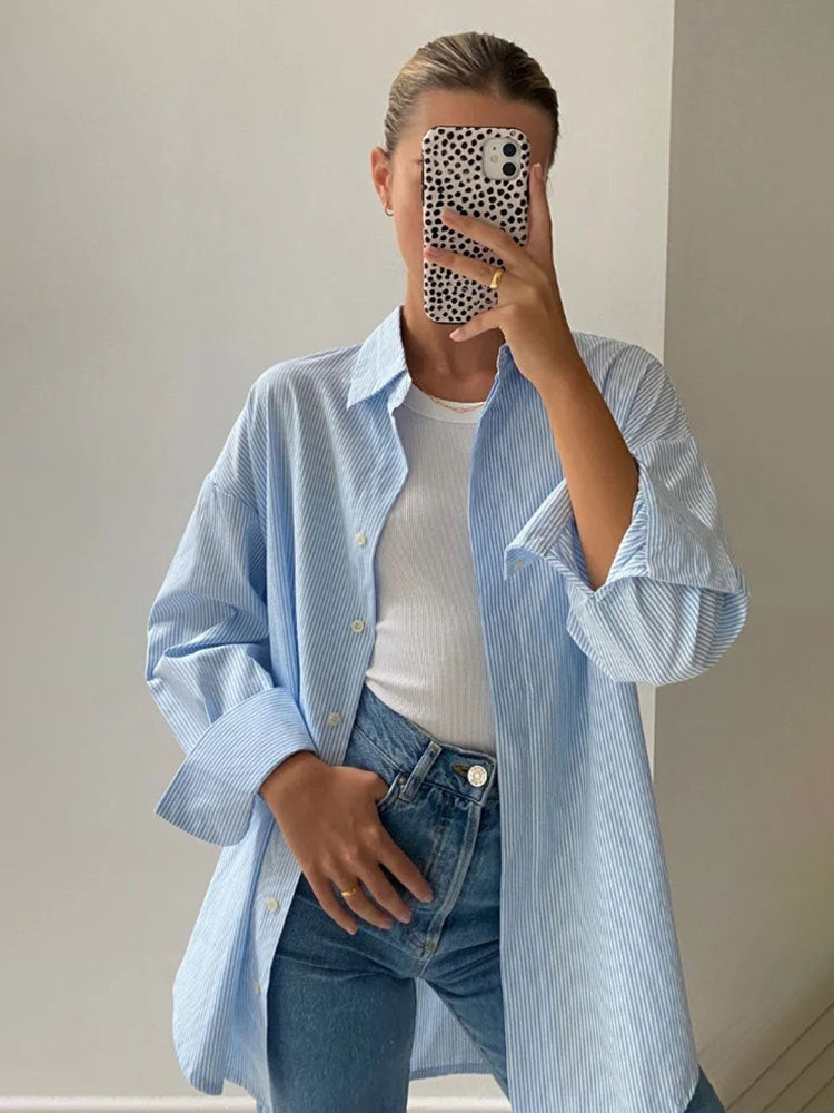 Damen Oversized Hemdbluse WW