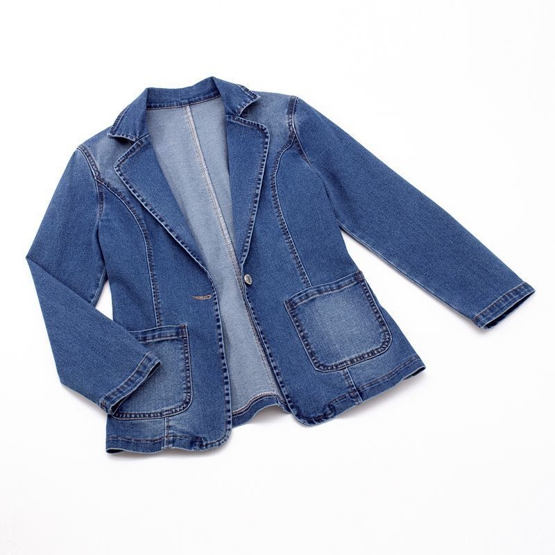 WW | Denim Blazer with Long Sleeves and Pockets