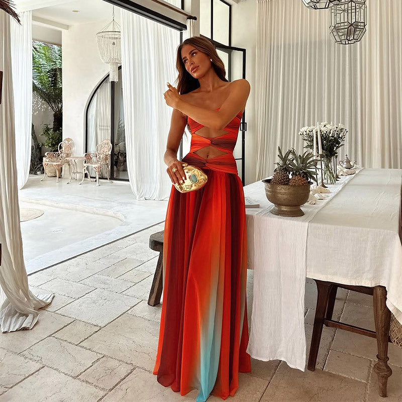 Sofia – Batik Ombre Cut-Out Maxi Dress