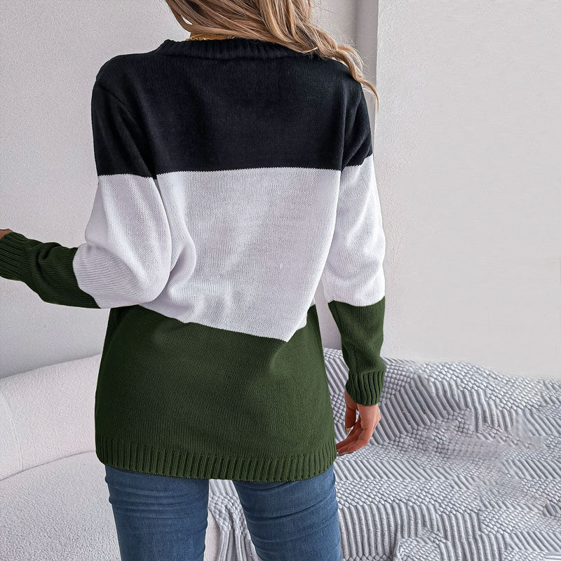 WW | Farbblock Strickjacke mit Modernem Muster