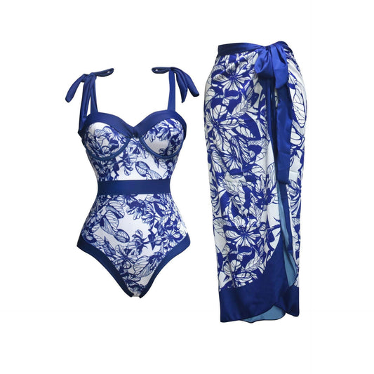 Damen Badeanzug-Set mit elegantem Oberteil und passendem Pareo WW