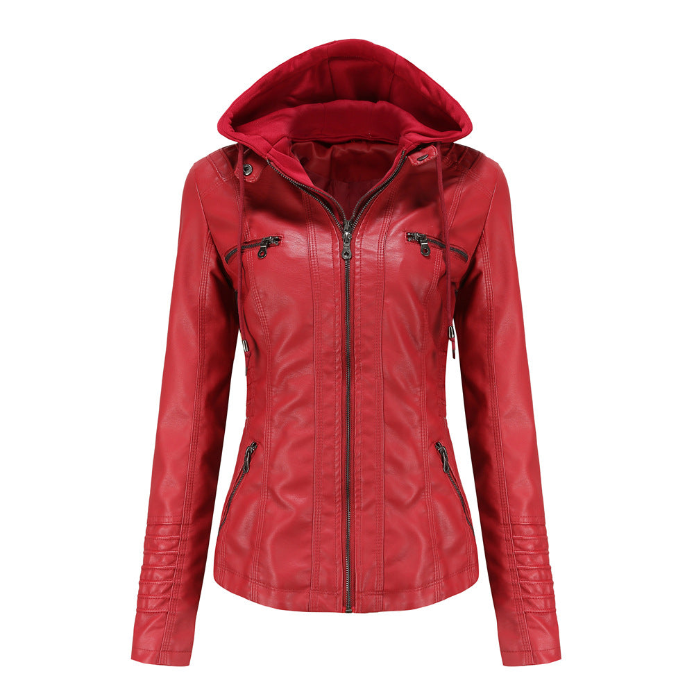 WW | Leather Jacket - With Hood - Slim Fit - Versatile & Stylish