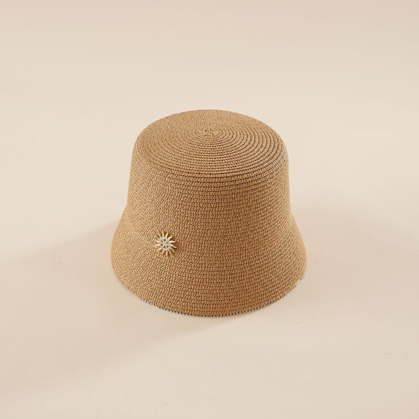 Damen Sommerlicher Strohhut mit dekorativer Blüte WW